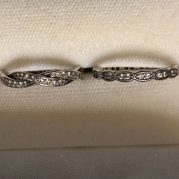 Set of Pandora Rings size 5.25 sterling silver cubic zirconia - Picture 1 of 1